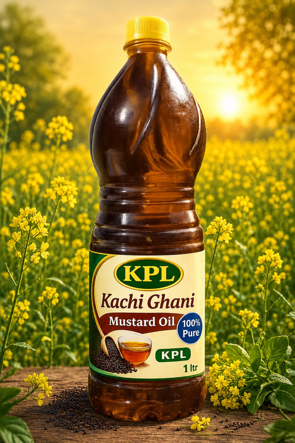 Handmade organic cold-pressed mustard oil